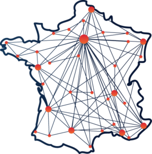 carte de france pour montrer la synergie des déménagements réalisables en france avec les agences de déménagements Mouv & Log