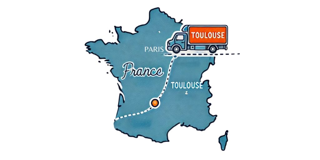 paris toulouse déménagement sur une carte de France